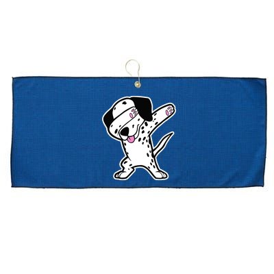 Dalmatian Dabbing Design Funny Dalmation Dab Dog Dance Large Microfiber Waffle Golf Towel