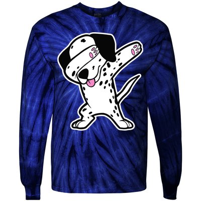 Dalmatian Dabbing Design Funny Dalmation Dab Dog Dance Tie-Dye Long Sleeve Shirt