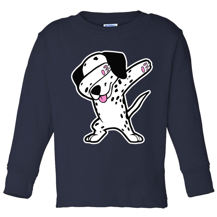 Dalmatian Dabbing Design Funny Dalmation Dab Dog Dance Toddler Long Sleeve Shirt