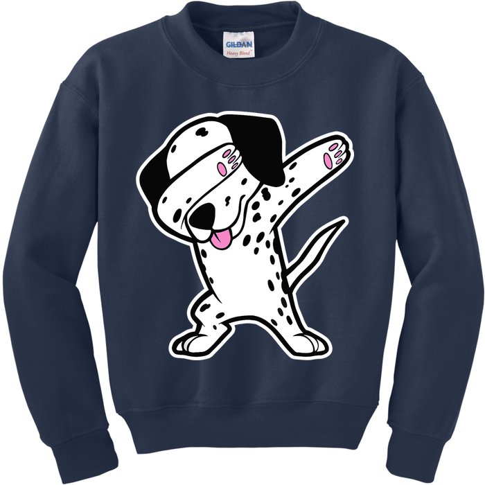 Dalmatian Dabbing Design Funny Dalmation Dab Dog Dance Kids Sweatshirt