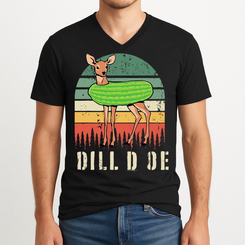Dill Doe Deer Sunset Pickle Animal Funny Adult Humor Forest V-Neck T-Shirt