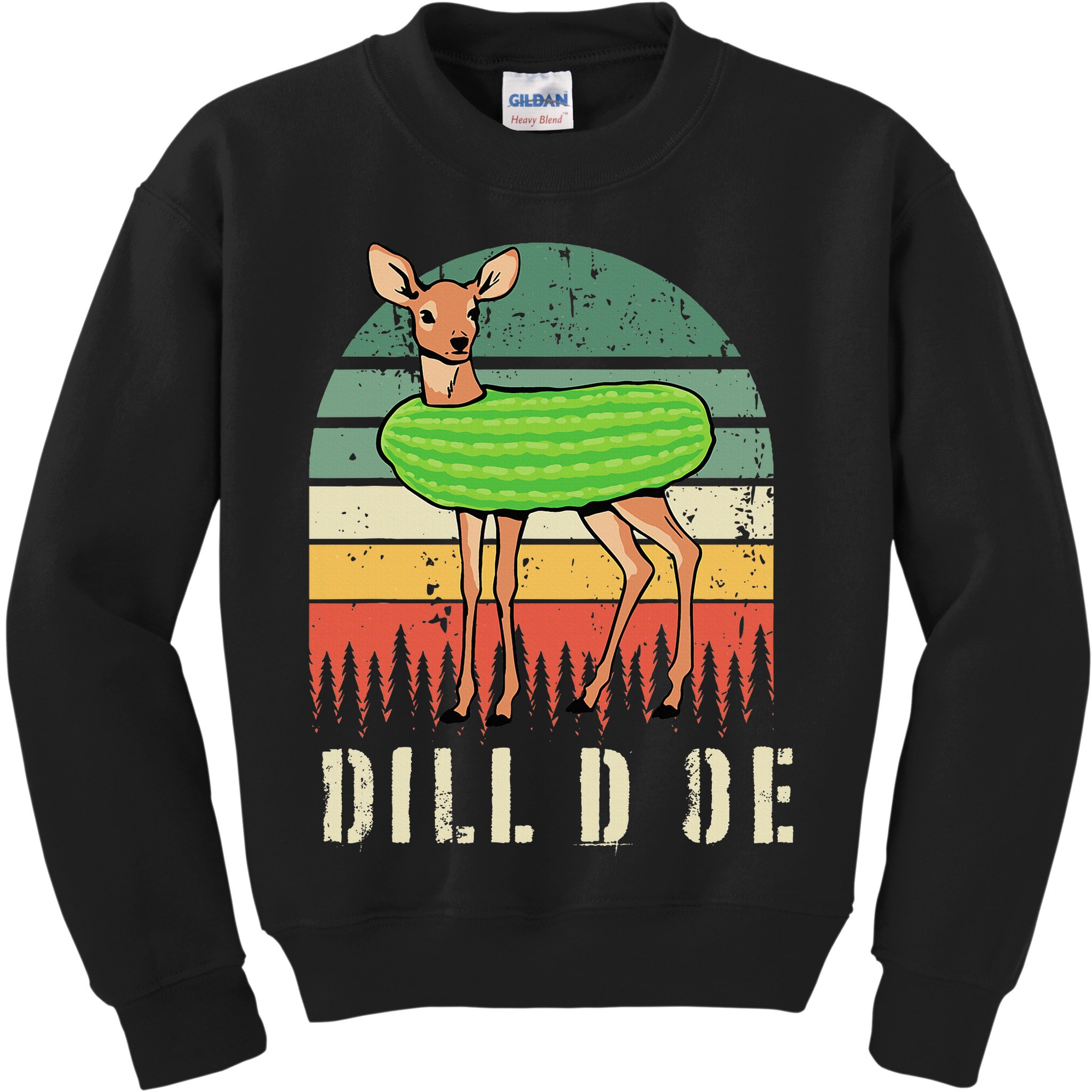 Dill Doe Deer Sunset Pickle Animal Funny Adult Humor Forest Kids Sweatshirt