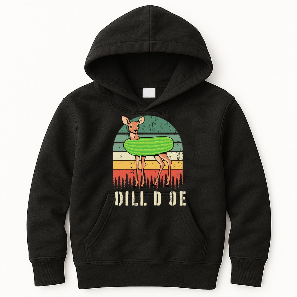 Dill Doe Deer Sunset Pickle Animal Funny Adult Humor Forest Kids Hoodie