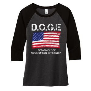 D.O.G.E Doge Department Of Government Efficiency Women's Tri-Blend 3/4-Sleeve Raglan Shirt