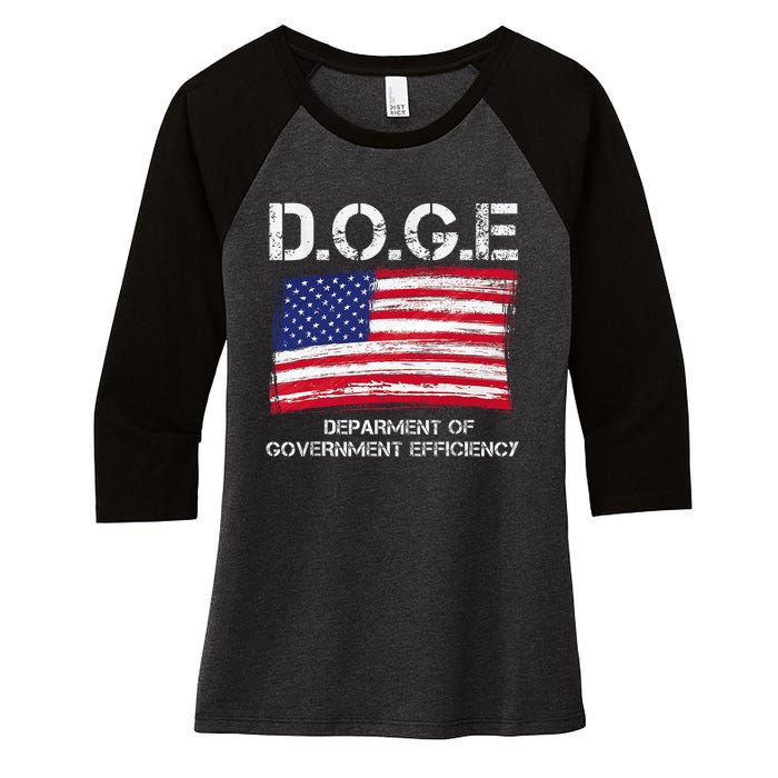 D.O.G.E Doge Department Of Government Efficiency Women's Tri-Blend 3/4-Sleeve Raglan Shirt