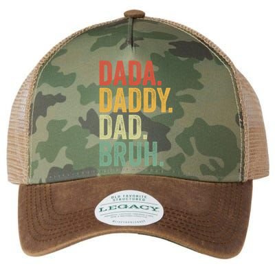 Dada Daddy Dad Bruh Fathers Day Vintage Funny Father Legacy Tie Dye Trucker Hat