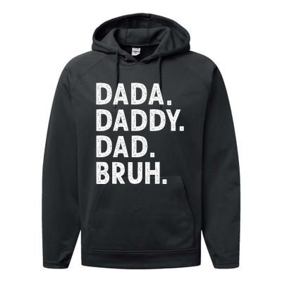 Dada Daddy Dad Bruh Funny Fathers Day Gift Performance Fleece Hoodie