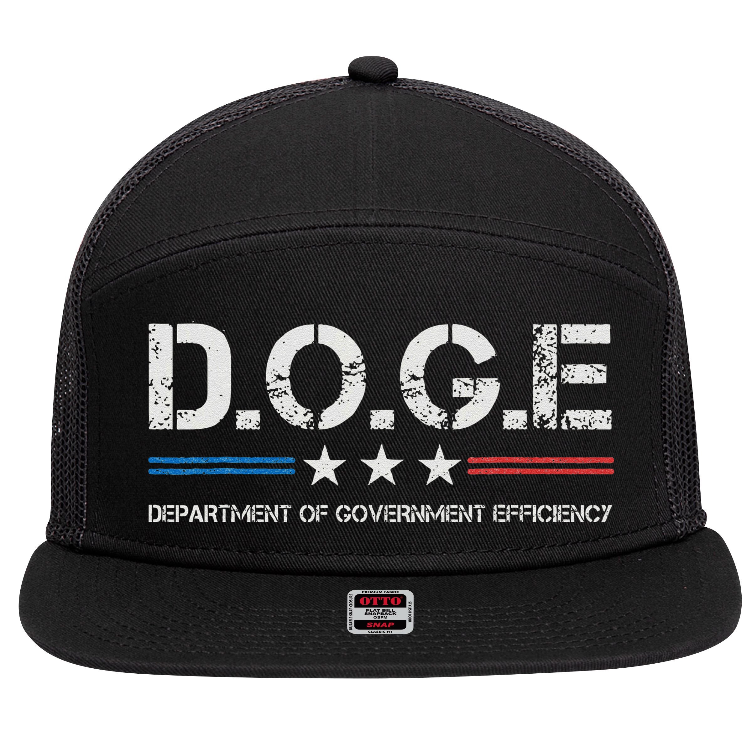 Doge D.O.G.E. Department Of Government Efficiency 7 Panel Mesh Trucker Snapback Hat