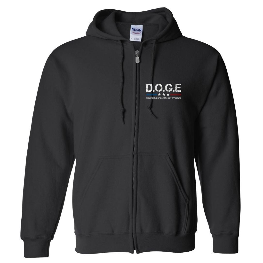 Doge D.O.G.E. Department Of Government Efficiency Full Zip Hoodie
