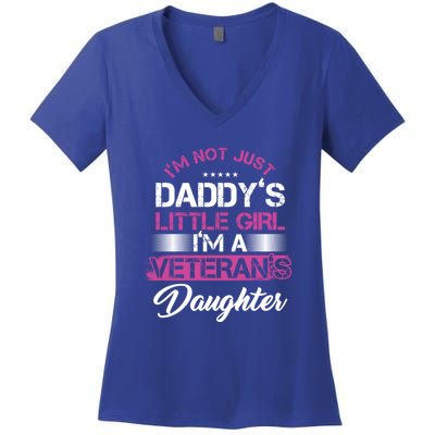 Daddy Dad Daughter Veterans Veteran Father Gift Women's V-Neck T-Shirt