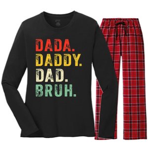 Dada Daddy Dad Bruh Fathers Day Dad Women's Long Sleeve Flannel Pajama Set 