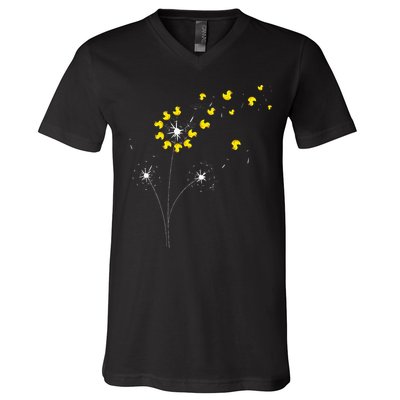 Ducky Dandelion Duckling Duckie Lover Bath Toy Rubber Duck V-Neck T-Shirt