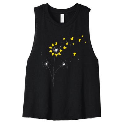 Ducky Dandelion Duckling Duckie Lover Bath Toy Rubber Duck Women's Racerback Cropped Tank