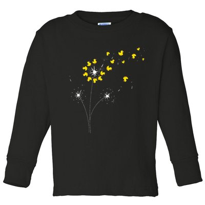 Ducky Dandelion Duckling Duckie Lover Bath Toy Rubber Duck Toddler Long Sleeve Shirt