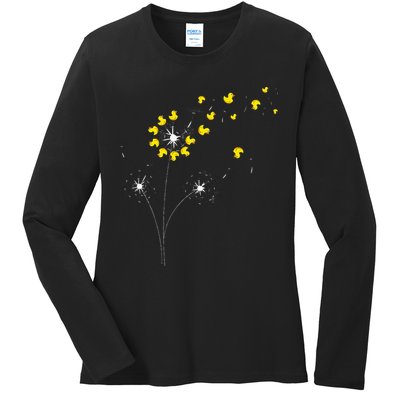 Ducky Dandelion Duckling Duckie Lover Bath Toy Rubber Duck Ladies Long Sleeve Shirt