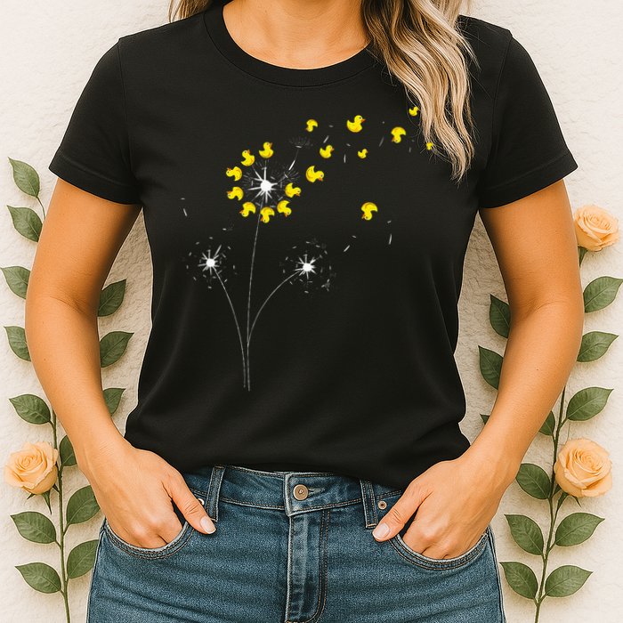 Ducky Dandelion Duckling Duckie Lover Bath Toy Rubber Duck Womens T-Shirt