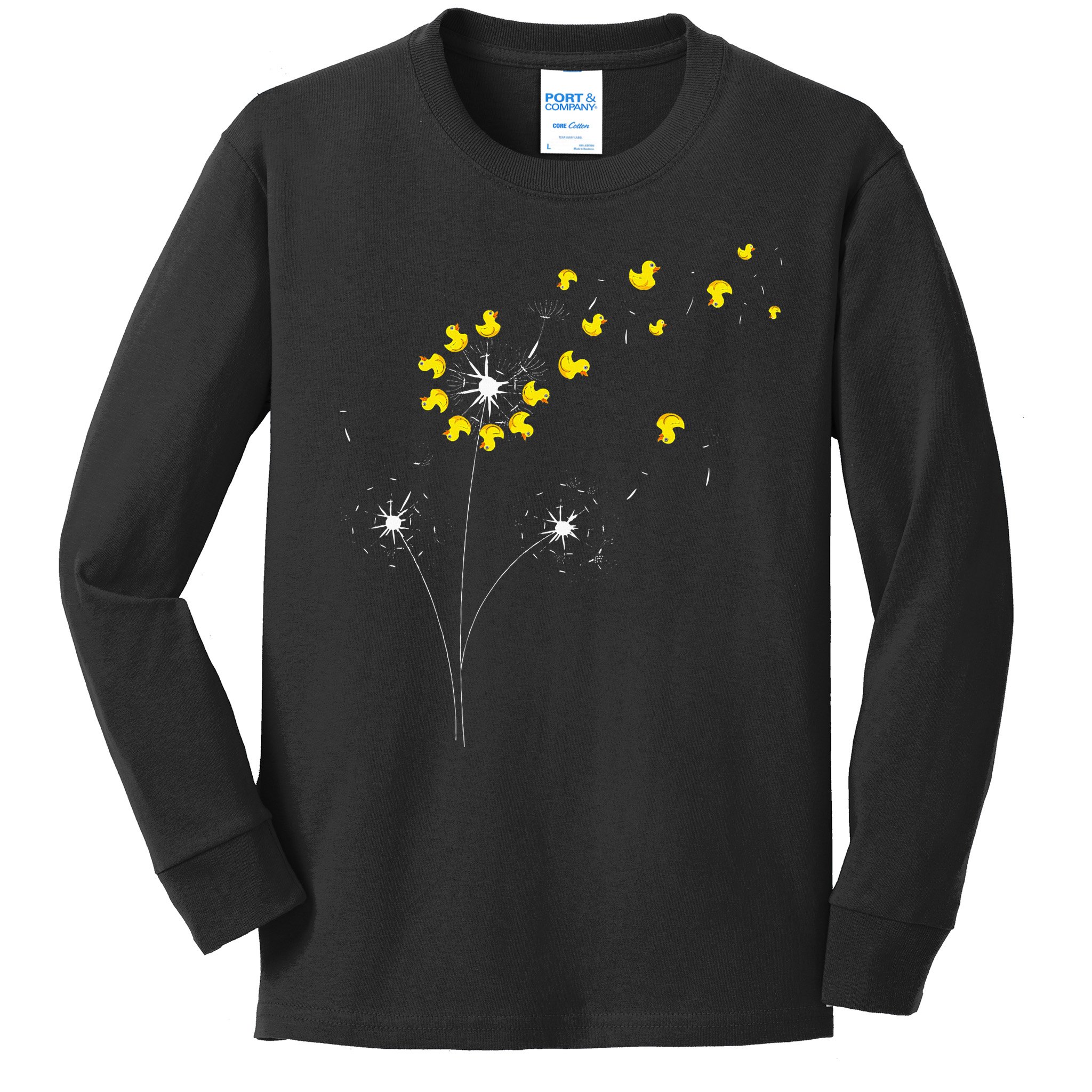Ducky Dandelion Duckling Duckie Lover Bath Toy Rubber Duck Kids Long Sleeve Shirt