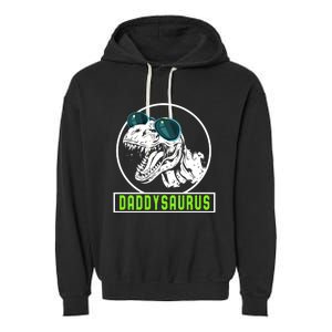 Daddysaurus Dad Dinosaur Fahter Rex Family Matching Gift Garment-Dyed Fleece Hoodie