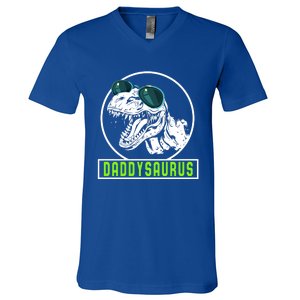 Daddysaurus Dad Dinosaur Fahter Rex Family Matching Gift V-Neck T-Shirt