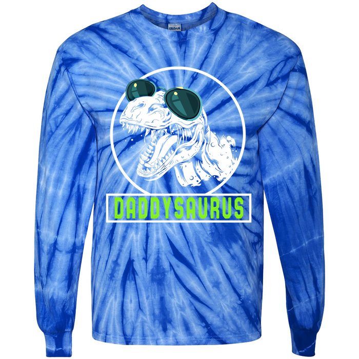 Daddysaurus Dad Dinosaur Fahter Rex Family Matching Gift Tie-Dye Long Sleeve Shirt