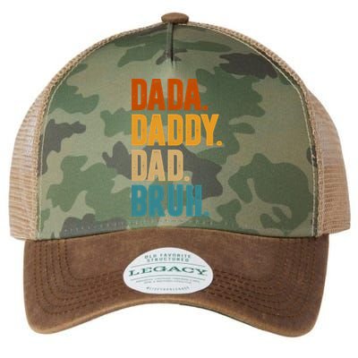 Dada Daddy Dad Bruh Vintage Legacy Tie Dye Trucker Hat