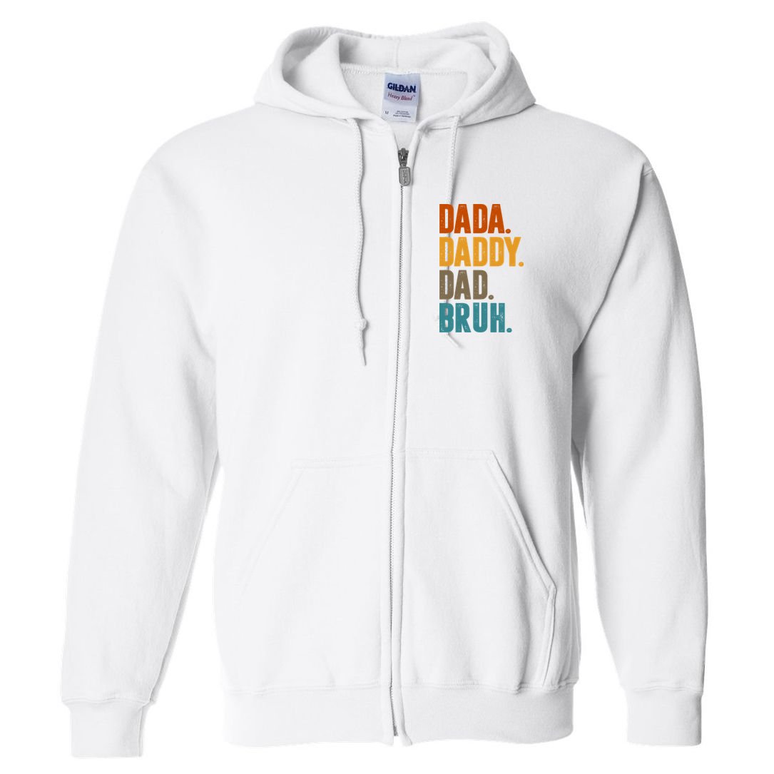 Dada Daddy Dad Bruh Vintage Full Zip Hoodie