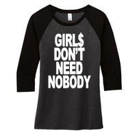 Dom Dolla Don’T Need Nobody Women's Tri-Blend 3/4-Sleeve Raglan Shirt