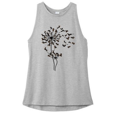 Dachshund Dandelion Ladies PosiCharge Tri-Blend Wicking Tank