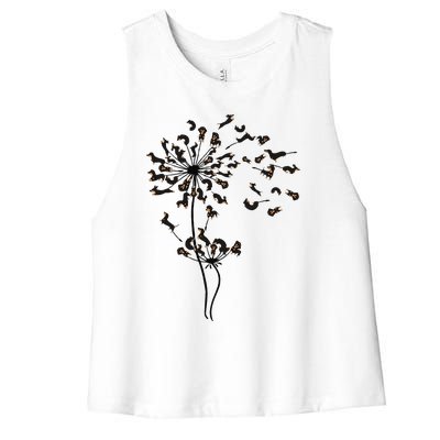 Dachshund Dandelion Women's Racerback Cropped Tank