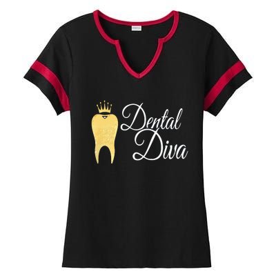 Dental Diva Dentists Assistants Hygienists Dentistry Office Ladies Halftime Notch Neck Tee