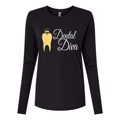 Dental Diva Dentists Assistants Hygienists Dentistry Office Womens Cotton Relaxed Long Sleeve T-Shirt