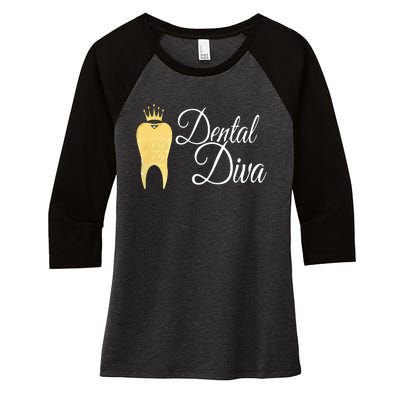 Dental Diva Dentists Assistants Hygienists Dentistry Office Women's Tri-Blend 3/4-Sleeve Raglan Shirt