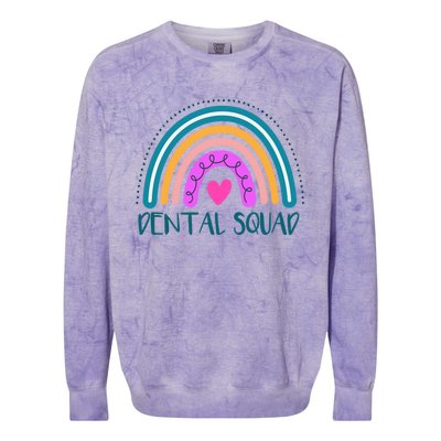 Dentist Dentistry Dental Squad Assistant Hygienist Rainbow Funny Gift Colorblast Crewneck Sweatshirt