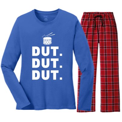 Dut Dut Dut Funny Marching Band Cool Gift Drumline Pep Rally Women's Long Sleeve Flannel Pajama Set 