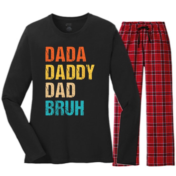 Dada Daddy Dad Bruh Women's Long Sleeve Flannel Pajama Set 