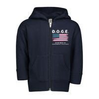 Doge D.O.G.E. Department Of Government Efficiency Toddler Zip Fleece Hoodie