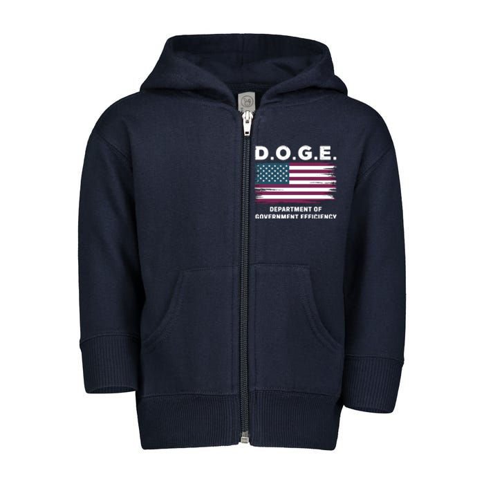 Doge D.O.G.E. Department Of Government Efficiency Toddler Zip Fleece Hoodie