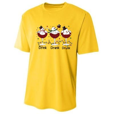 Drink Drank Drunk Funny Snowman Christmas Wine Performance Sprint T-Shirt