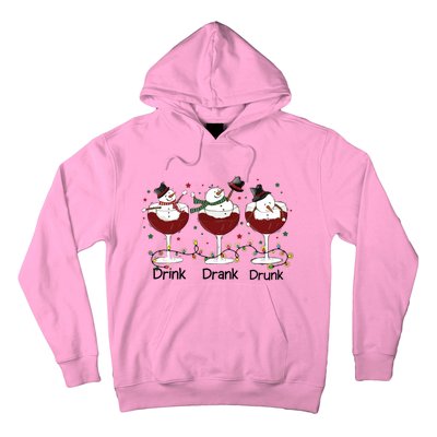 Drink Drank Drunk Funny Snowman Christmas Wine Hoodie