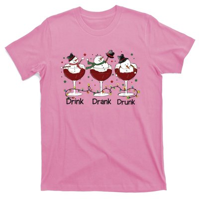 Drink Drank Drunk Funny Snowman Christmas Wine T-Shirt