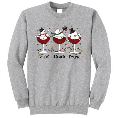 Drink Drank Drunk Funny Snowman Christmas Wine Sweatshirt