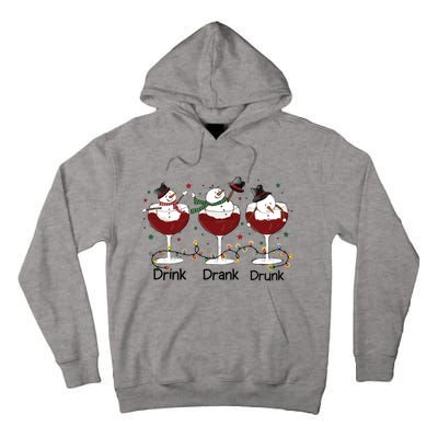 Drink Drank Drunk Funny Snowman Christmas Wine Tall Hoodie