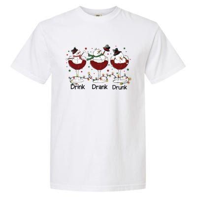 Drink Drank Drunk Funny Snowman Christmas Wine Garment-Dyed Heavyweight T-Shirt