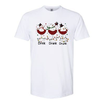 Drink Drank Drunk Funny Snowman Christmas Wine Softstyle CVC T-Shirt