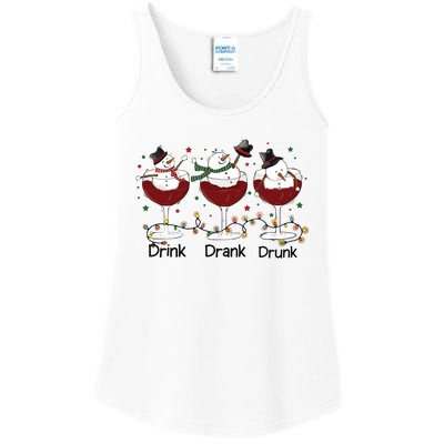 Drink Drank Drunk Funny Snowman Christmas Wine Ladies Essential Tank