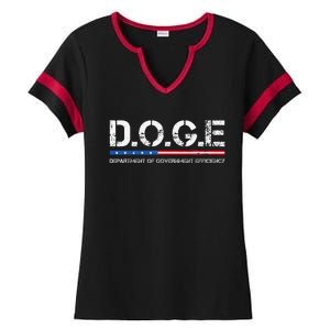 Doge D.O.G.E. Department Of Government Efficiency Ladies Halftime Notch Neck Tee