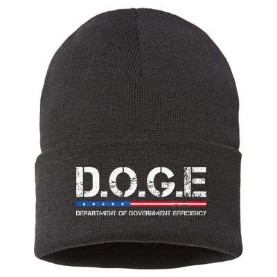 Doge D.O.G.E. Department Of Government Efficiency Sustainable Knit Beanie