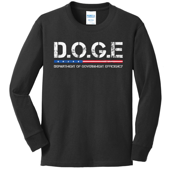 Doge D.O.G.E. Department Of Government Efficiency Kids Long Sleeve Shirt