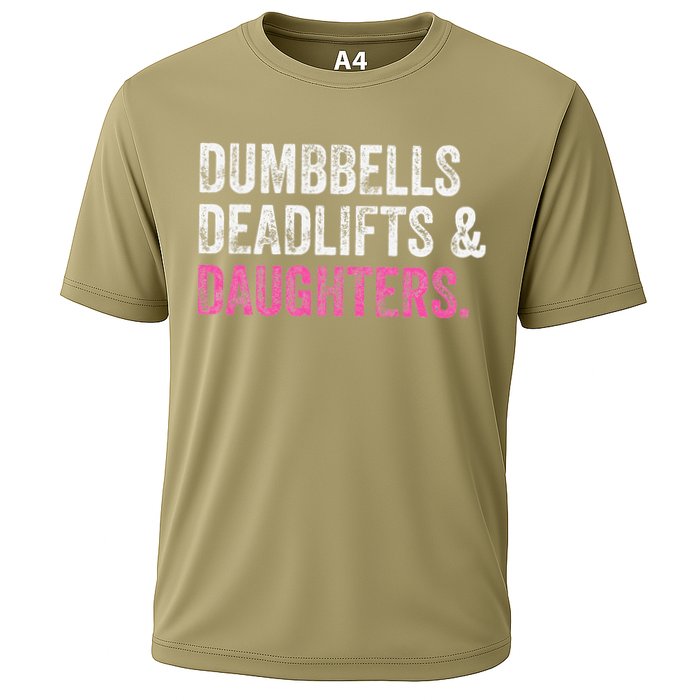 Dumbbells Deadlifts Daughters Funny Gym Workout Fathers Day Cooling Performance Crew T-Shirt