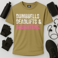 Dumbbells Deadlifts Daughters Funny Gym Workout Fathers Day Cooling Performance Crew T-Shirt